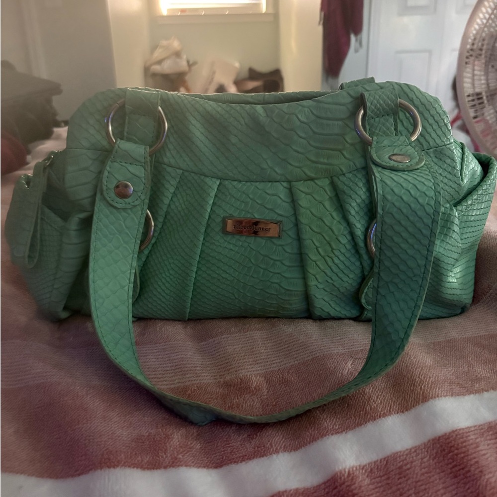 Alfred Dunner Mint Green Snake-Embossed Shoulder Bag